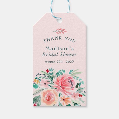 Pink Green Watercolor Floral Bridal Shower Gift Tags - Pink Green Watercolor Floral Bridal Shower Gift Tags - perfect for Love is in Bloom Bridal showers