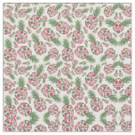 Pink Green Watercolor Floral Pineapples Pattern Fabric