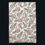 Pink Green Watercolor Floral Pineapples Pattern Kitchen Towel<br><div class="desc">This artistic and pretty pattern is perfect for the summer season. It features hand-painted bright pink, sage green, and forest green flowers and leaves that compose a botanical pineapple pattern. It's modern, girly, cute, and trendy; the perfect design for yourself, a friend, or a family member. ***IMPORTANT DESIGN NOTE: For...</div>