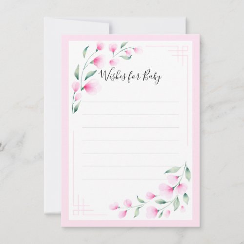 Pink Green Watercolor Floral Wishes Advice Card