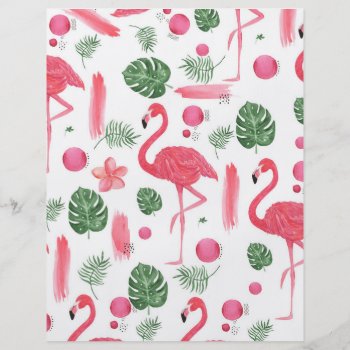 Pink Green Watercolor Tropical Flamingo Floral Flyer by kicksdesign at Zazzle