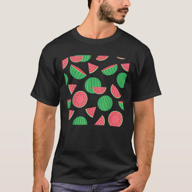 Pink Green Watermelon Funny Summer Melon Fruit Gif T-Shirt (Front)