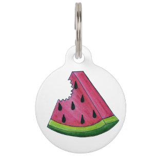 Pink Green Watermelon Melon Slice Food Dog Pet Tag