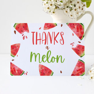 Pink Green Watermelon Thanks A Melon Letterpress Thank You Card