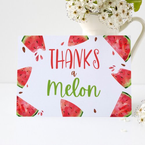 Pink Green Watermelon Thanks A Melon Thank You Card