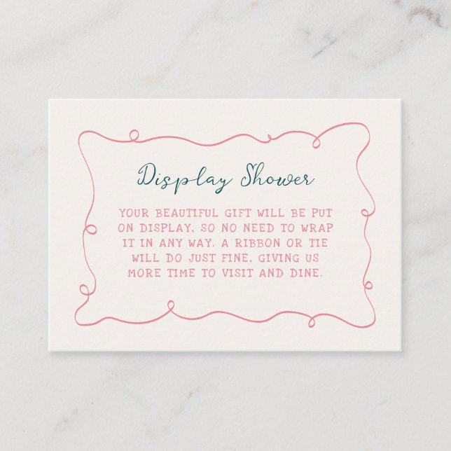 Pink Green Wavy Frame Bridal Shower Display Shower Enclosure Card (Front)