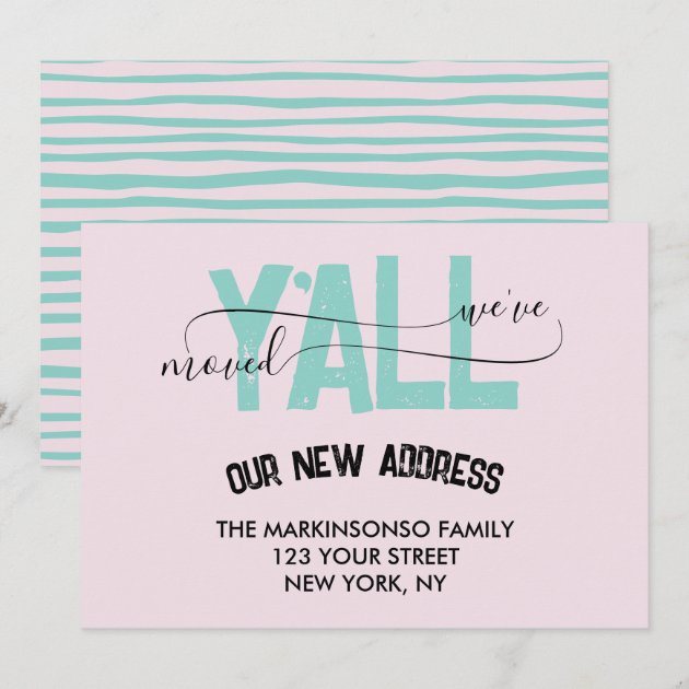 Pink Green We Moved Y’all Moving Announcement