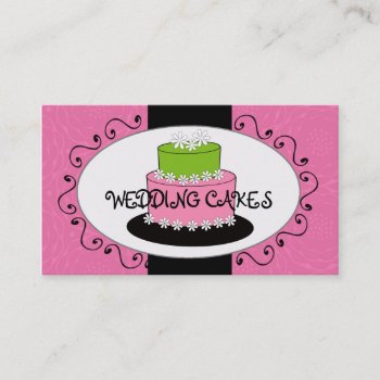 Pink Green Wedding Cake Bakery Business Cards by CoutureBusiness at Zazzle