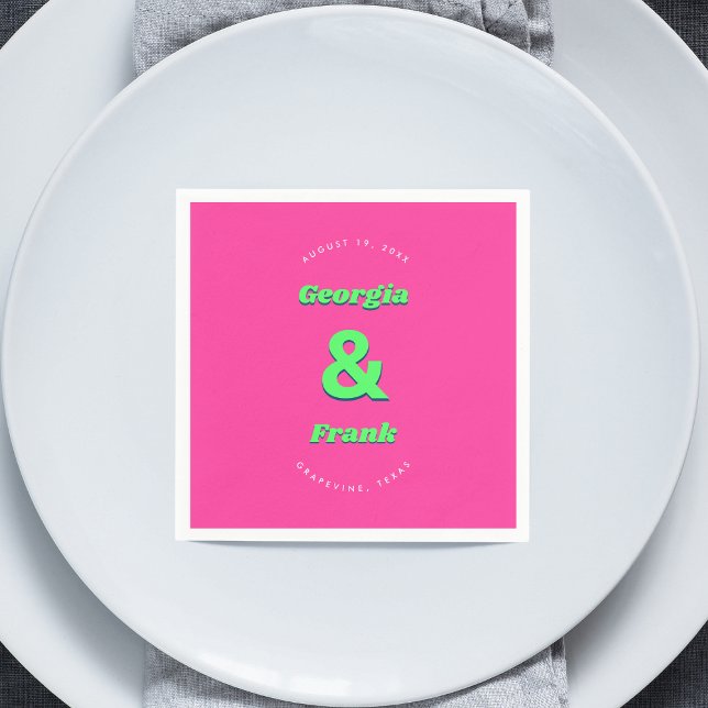 Pink & Green Wedding Or Engagement Party Napkins (Creator Uploaded)