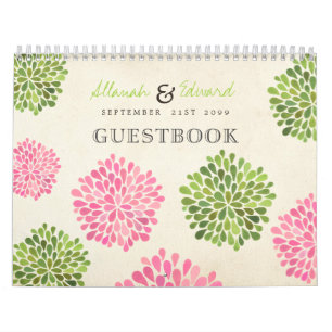 Pink & Green Wedding Personalized Photo Guest Book Calendar