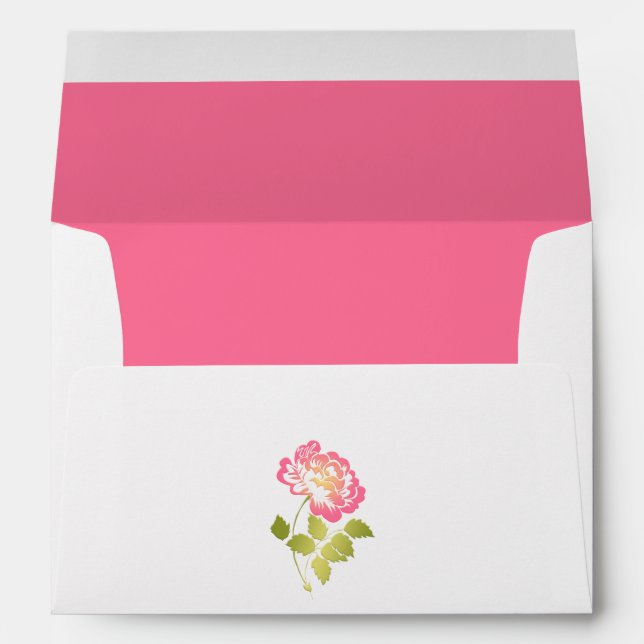 Pink, Green, White Peony Floral A7 Envelope (Back (Bottom))