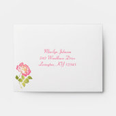 Pink, Green, White Peony Floral RSVP Envelope (Front)