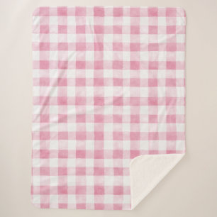 Pink Green White Plaid Stripes  Sherpa Blanket