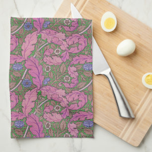 Pink & green William Morris floral Acanthus & Rose Kitchen Towel