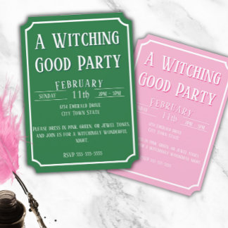 Pink Green Witch - Wickedly Good Birthday Invitation