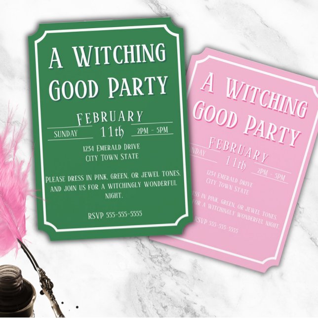 Pink Green Witch - Wickedly Good Birthday Invitation (Pink & Green Witch - Wickedly Good Birthday Party for Girls)