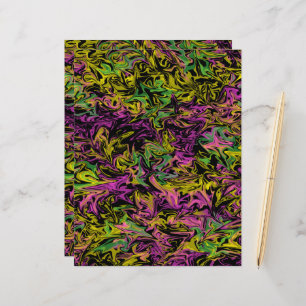 Pink Green Yellow Black Abstract Scrapbook Paper