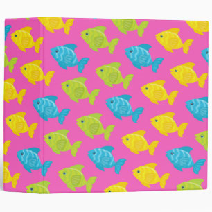 Pink Green Yellow Blue Fish Sea Animals Summer 3 Ring Binder