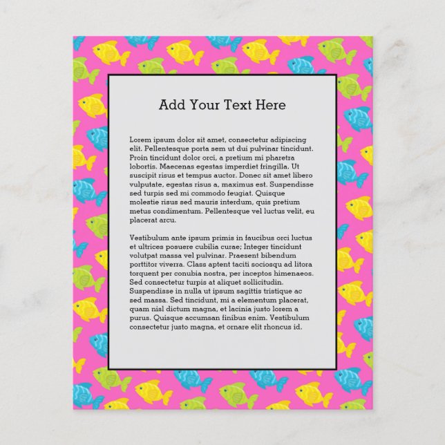 Pink Green Yellow Blue Fish Sea Animals Summer Flyer (Front)