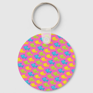 Pink Green Yellow Blue Fish Sea Animals Summer Keychain