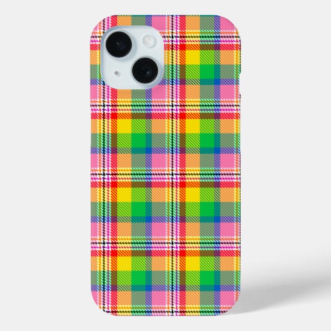 Pink Green Yellow Madras Plaid Design  Case-Mate iPhone Case (Back)