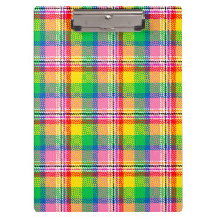 Pink Green Yellow Madras Plaid Design  Clipboard