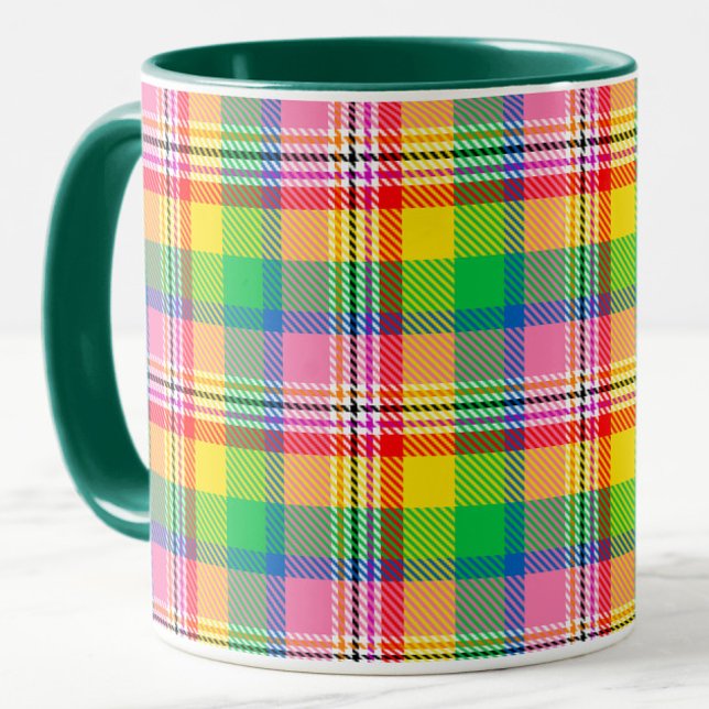Pink Green Yellow Madras Plaid Design  Mug (Creator Uploaded)