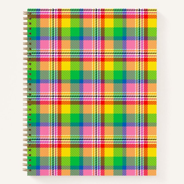 Pink Green Yellow Madras Plaid Design  Notebook (Front)