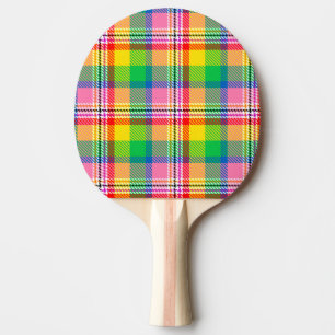 Pink Green Yellow Madras Plaid Design Ping Pong Paddle