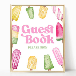 Pink Green Yellow Popsicle Guest Book Table Sign