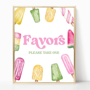 Pink Green Yellow Popsicle Party Favors Table Sign
