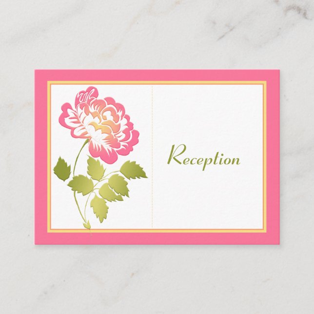 Pink, Green, Yellow, White Peony Enclosure Card (Front)