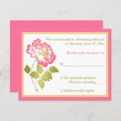 Pink, Green, Yellow, White Peony Floral RSVP Card (Front/Back)