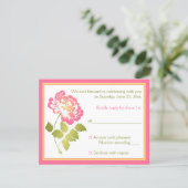 Pink, Green, Yellow, White Peony Floral RSVP Card (Standing Front)
