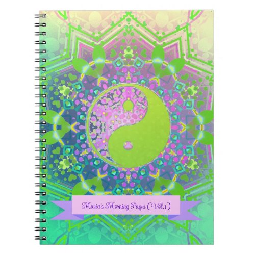 Pink Green Yin Yang Mandala Geometry Mandala Notebook