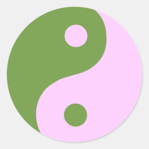 Pink & Green Yin Yang Symbol Classic Round Sticker