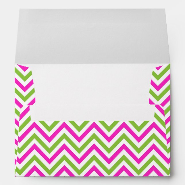 Pink & Green Zigzag Abstract Art Pattern Envelope (Back (Bottom))