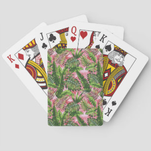 Pink Greenery Tropical Jungle Botanical Poker Cards