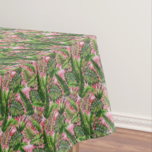 Pink Greenery Tropical Jungle Botanical Tablecloth