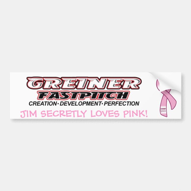 Pink Greiner Fastpitch Bumper Sticker (Front)