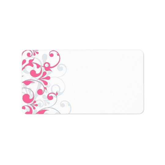 pink grey abstract floral wedding blank address label zazzle com