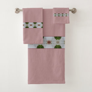 Pink Grey And White Bath Towel Set