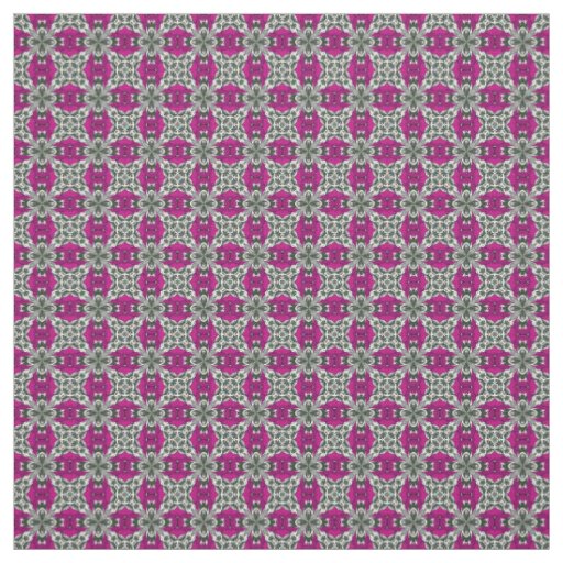 Pink Grey and White Repeat Tile Pattern Fabric