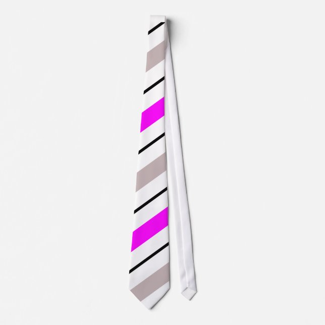 Pink Grey and White with Black Stripes Tie (Front)