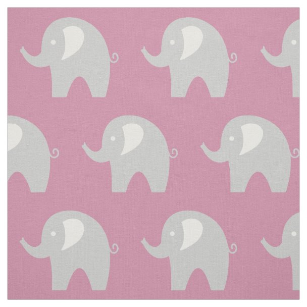 Cute grey baby elephant pattern fabric DIY textile