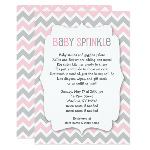 Pink Grey Baby Sprinkle / Girl Baby Shower Invite