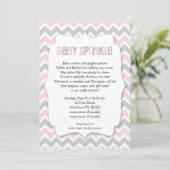 Pink Grey Baby Sprinkle / girl baby shower invite (Standing Front)