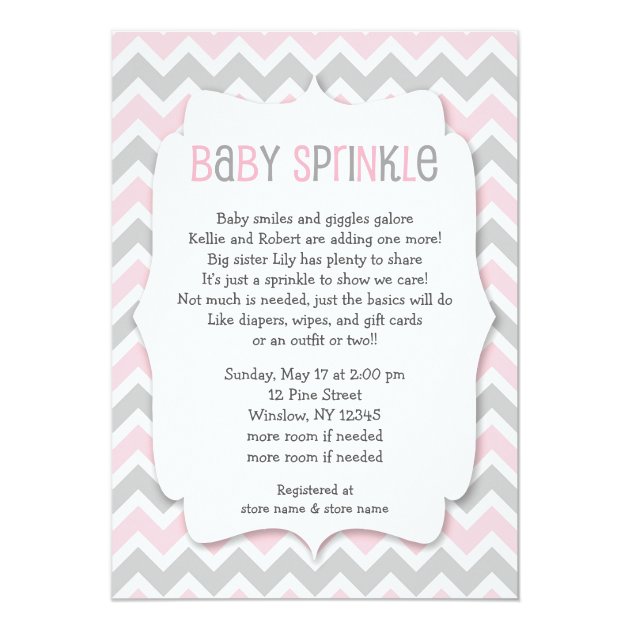 Pink Grey Baby Sprinkle / Girl Baby Shower Invite