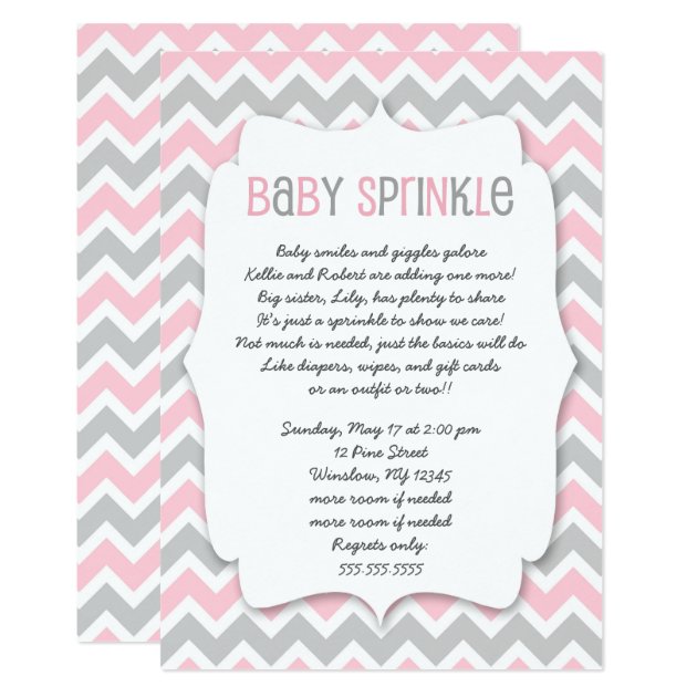 Pink Grey Baby Sprinkle / Girl Baby Shower Invite