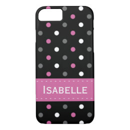 Pink, Grey, Black and White Polka Dot iPhone 8/7 Case